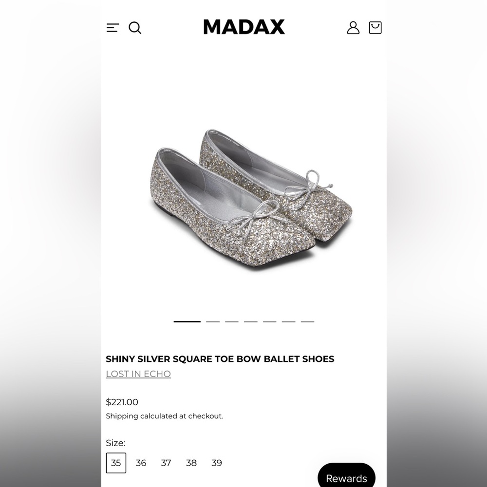 Brand New Lost In Echo SHINY SILVER SQUARE TOE BOW BALLET SHOES Size 38 - Picture 7 of 9